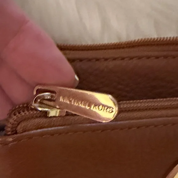 Michael Kors Cognac Leather MK Logo Crossbody Bag - Picture 2 of 13